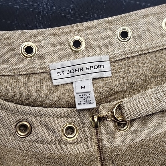 ST. JOHN SPORT Wool Rayon Blend Rivet Zip Up Jacket Ribbed Classic - Picture 9 of 11